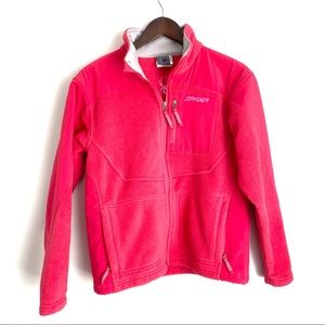 SPYDER Youth Girls Large Pink Long Sleeve Full Zip Mid-Weight Fleece Jacket